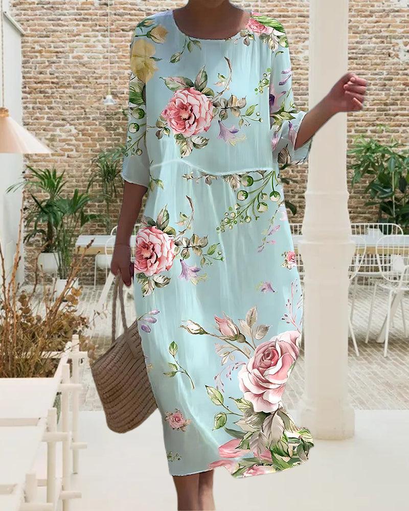 Image of Angela | Women's Relaxed Fit Casual Midi Dress