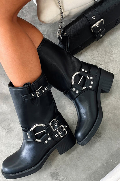 Women's Ankle Boots Block Heel Buckle Strap