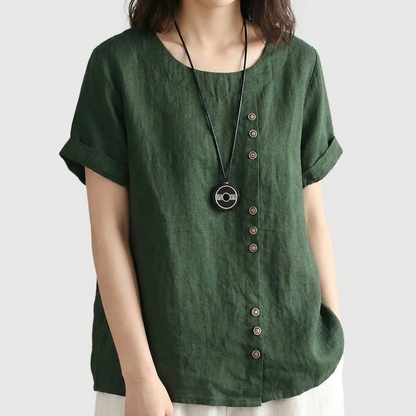 Chic Off-Center Button Top - VibreMode