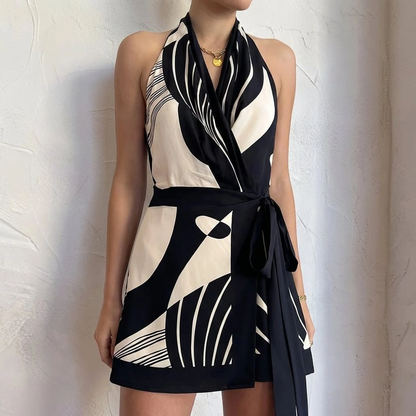 Female Summer Tie Front Mini Dress