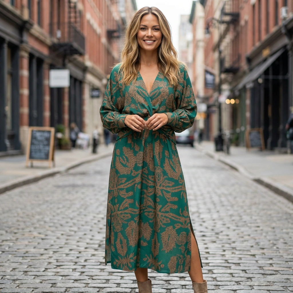 Casual Floral Knee-Length Day Dress - VibreMode