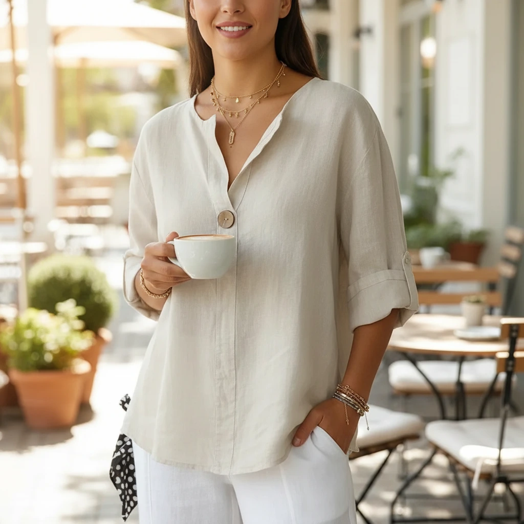 Casual Fit Button Front Women's Blouse