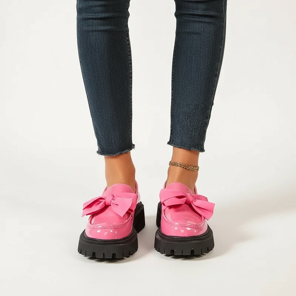 Comfortable Ladies Bow Detail Loafers Shoes