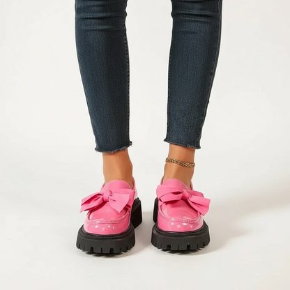 Comfortable Ladies Bow Detail Loafers Shoes