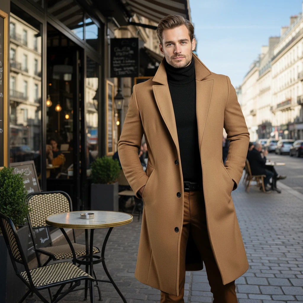 Men's Classic Stylish Long Wool Coat