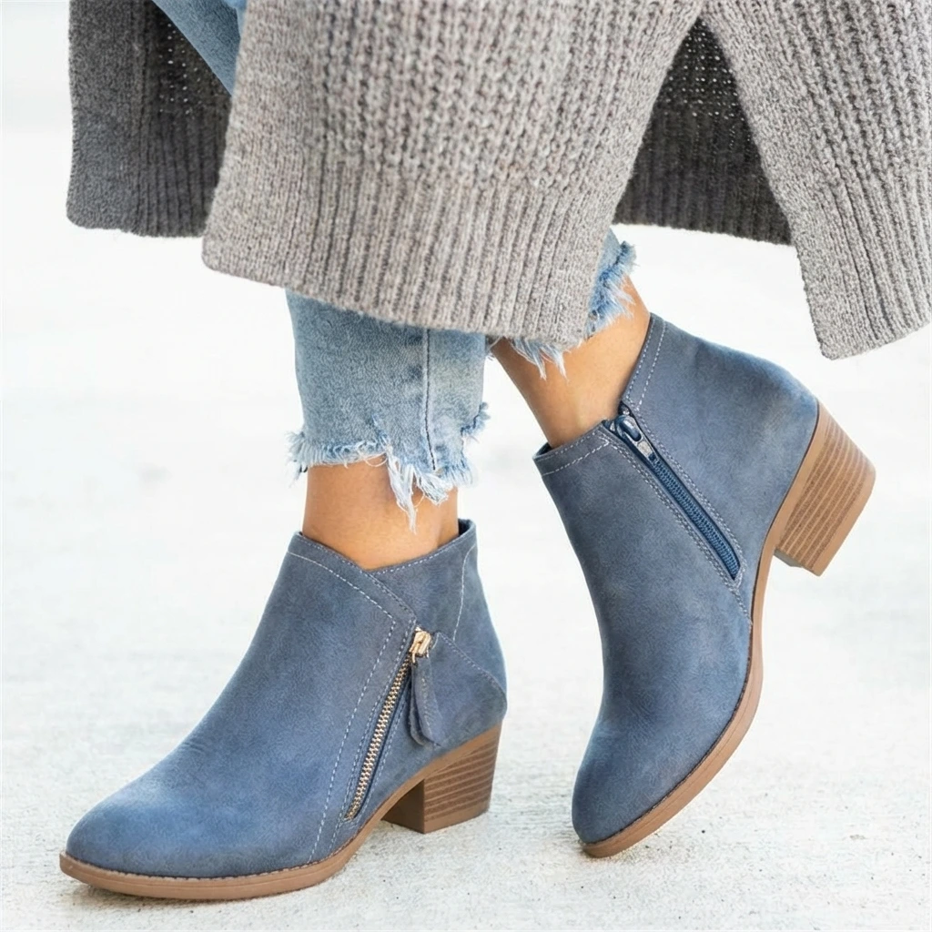 Comfortable Low Heel Ankle Support Boots for Women - VibreMode