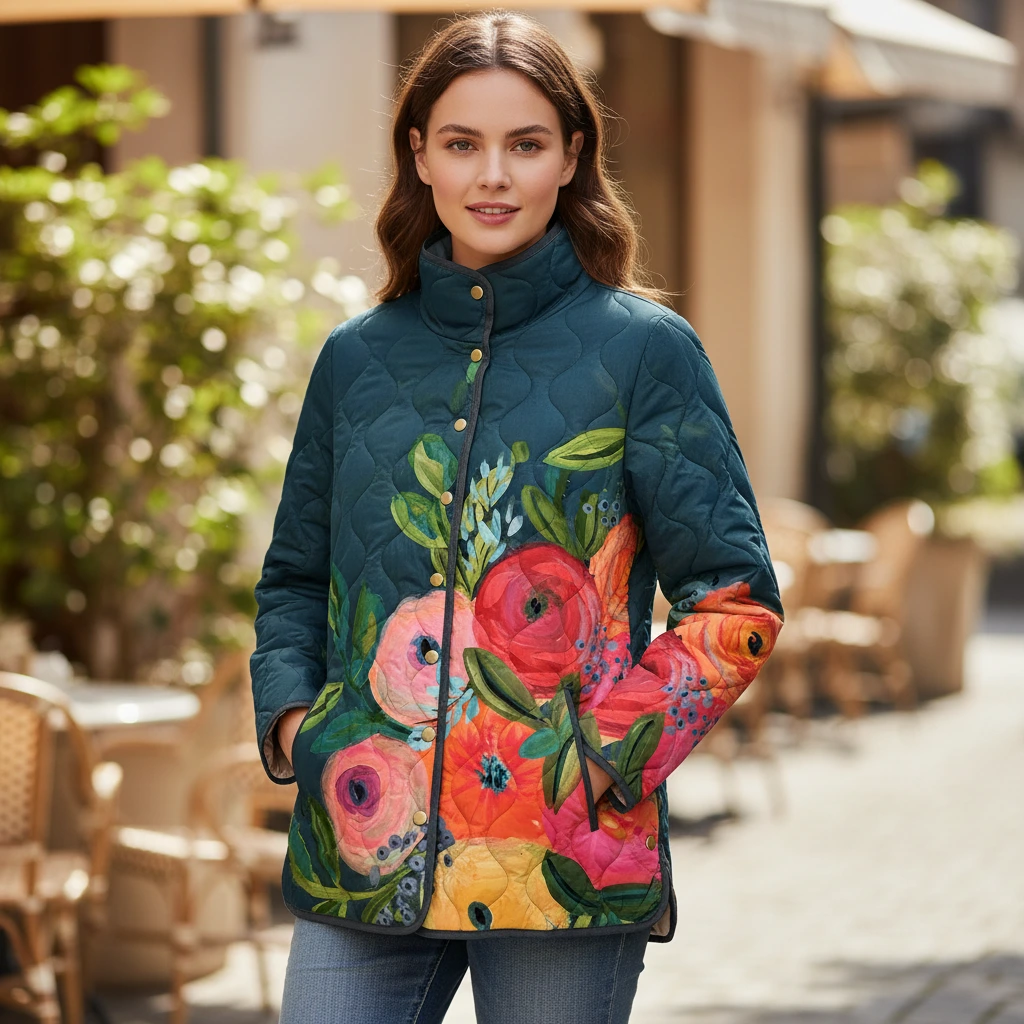 Pretty Patchwork Zip Up Jacket - VibreMode