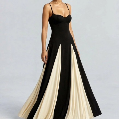 Chic Strap Maxi Dress with Color Block Detail