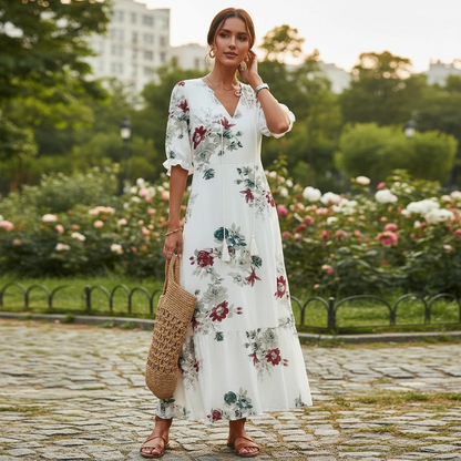 Fashionable Floral Long Summer Dress