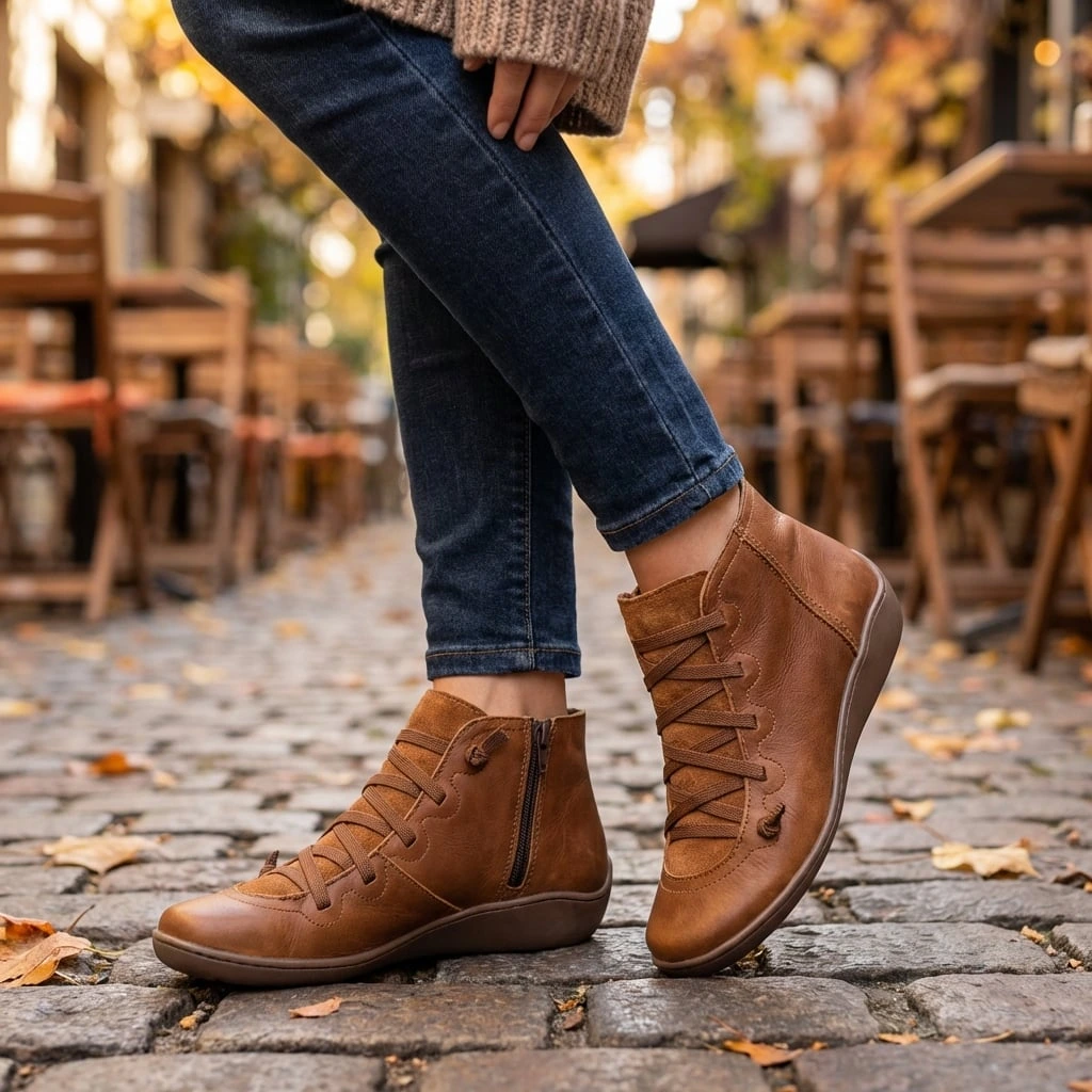 Comfortable Supportive Zip Ankle Boots - VibreMode