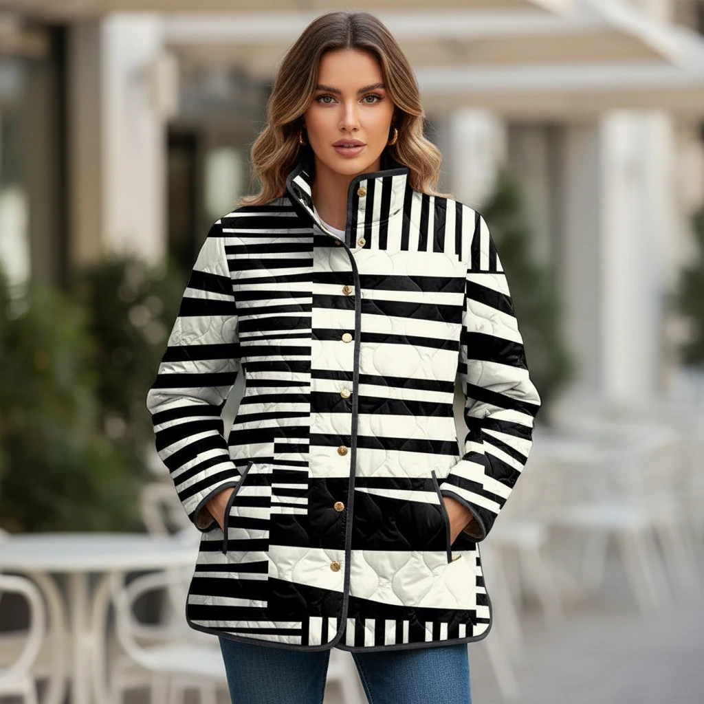 Colorful Padded Zip Up Coat