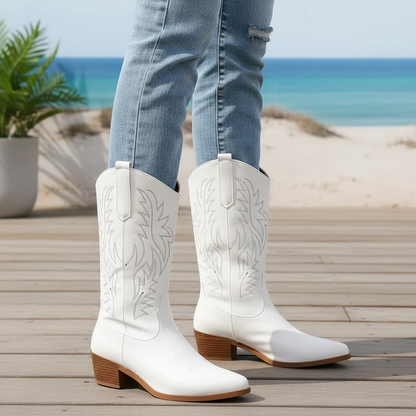 Ladies' Country Embroidered Ankle Boots - VibreMode