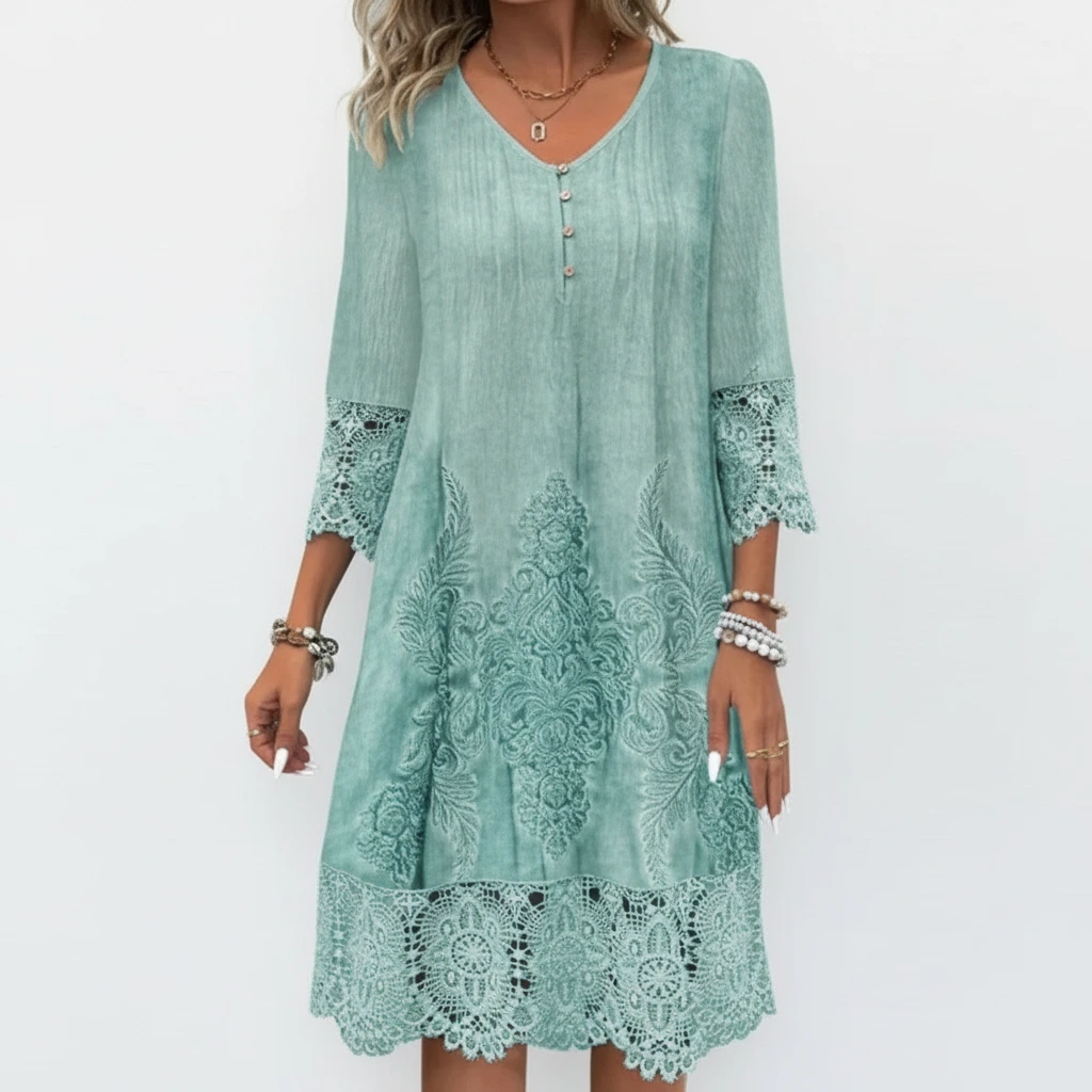 Beautiful Floral Sleeved Summer Dress for Women - VibreMode