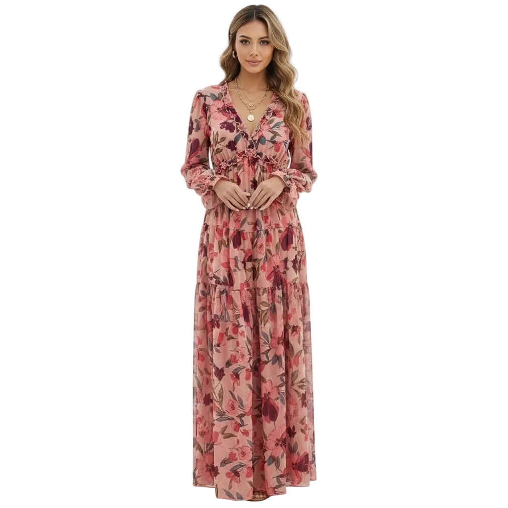Beautiful Floral Floor Length Maxi Dress