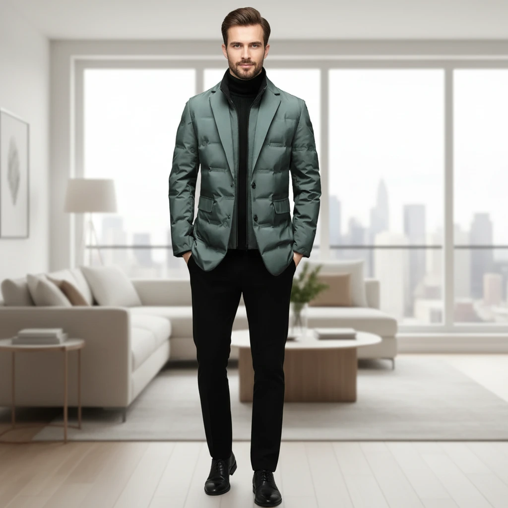 Classic Fit Quilted Mens Blazer Coat - VibreMode