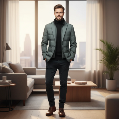 Classic Fit Quilted Mens Blazer Coat