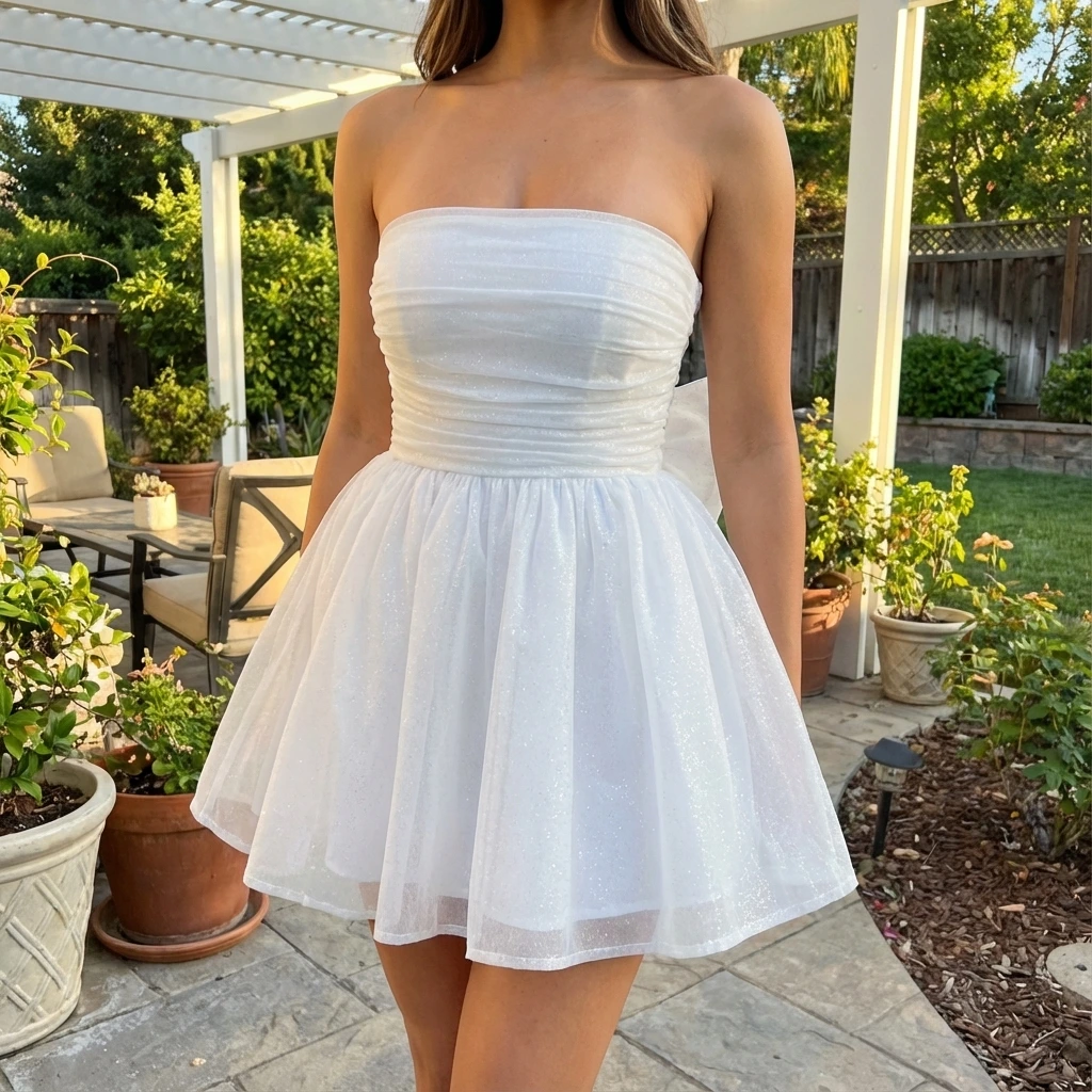 Ruffled Sleeveless Short Party Dress - VibreMode