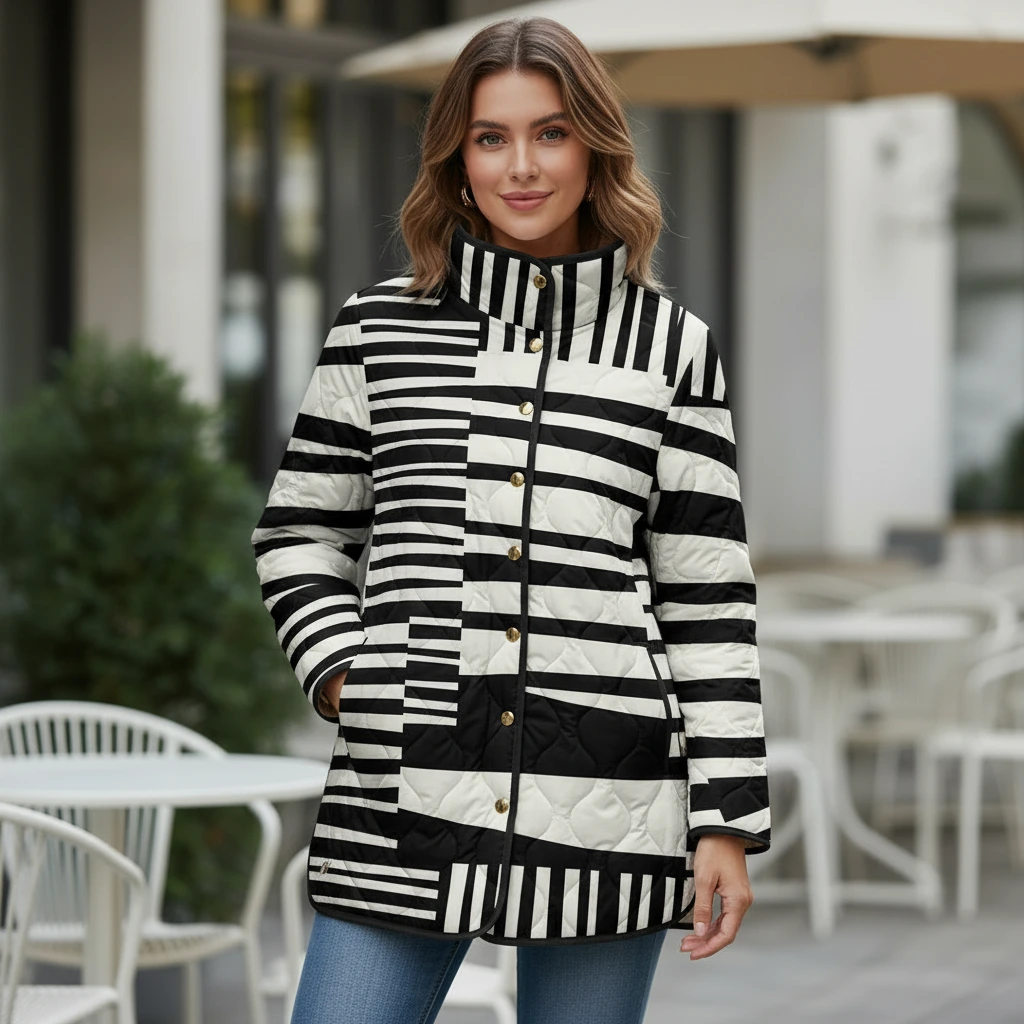 Colorful Padded Zip Up Coat - VibreMode