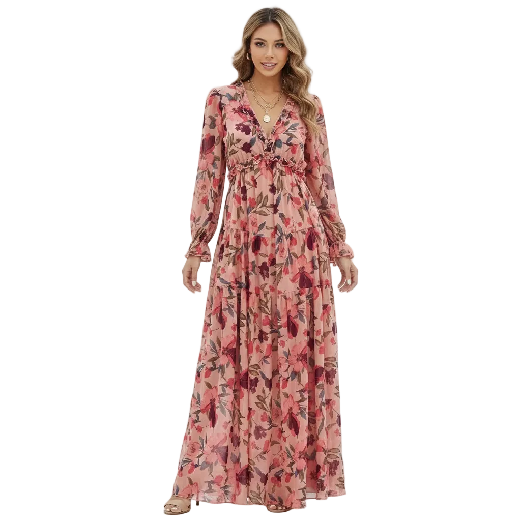 Beautiful Floral Floor Length Maxi Dress