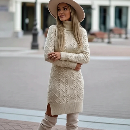 Classic Crew Neck Winter Sweater Dress