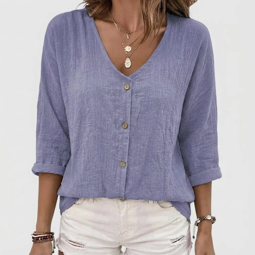 Casual Open Front V Neck Tee Shirt - VibreMode
