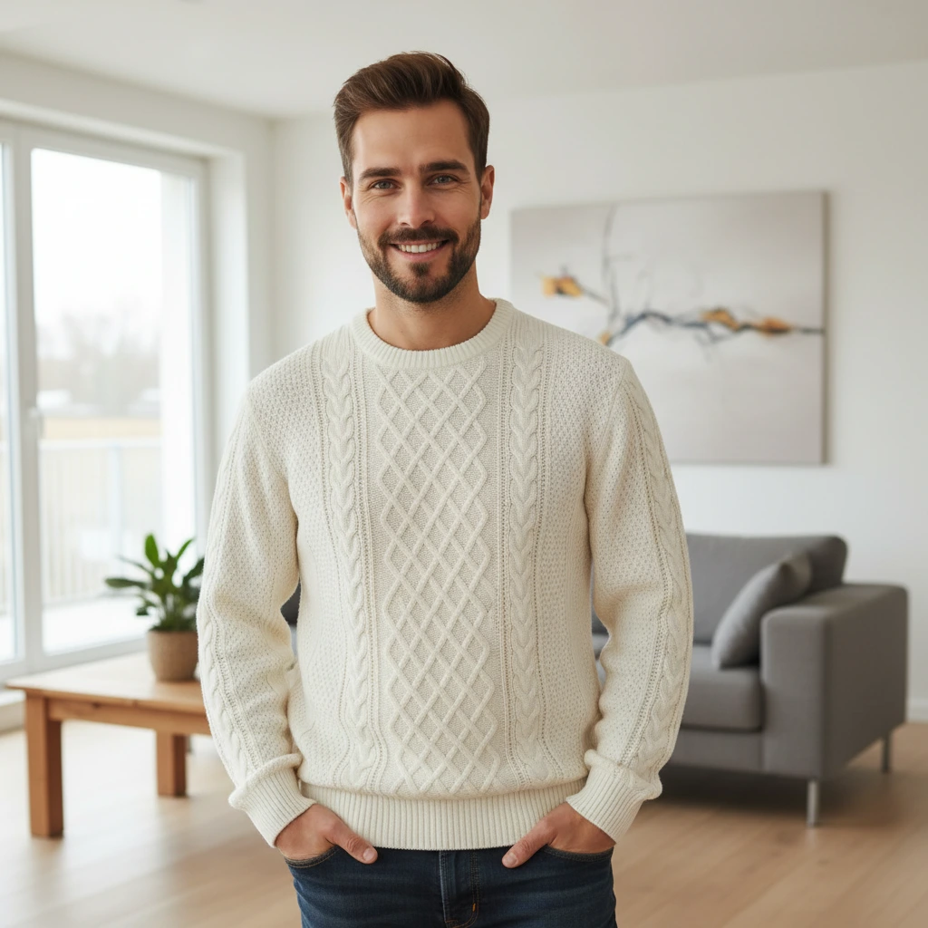 Traditional Crew Neck Knit Sweater