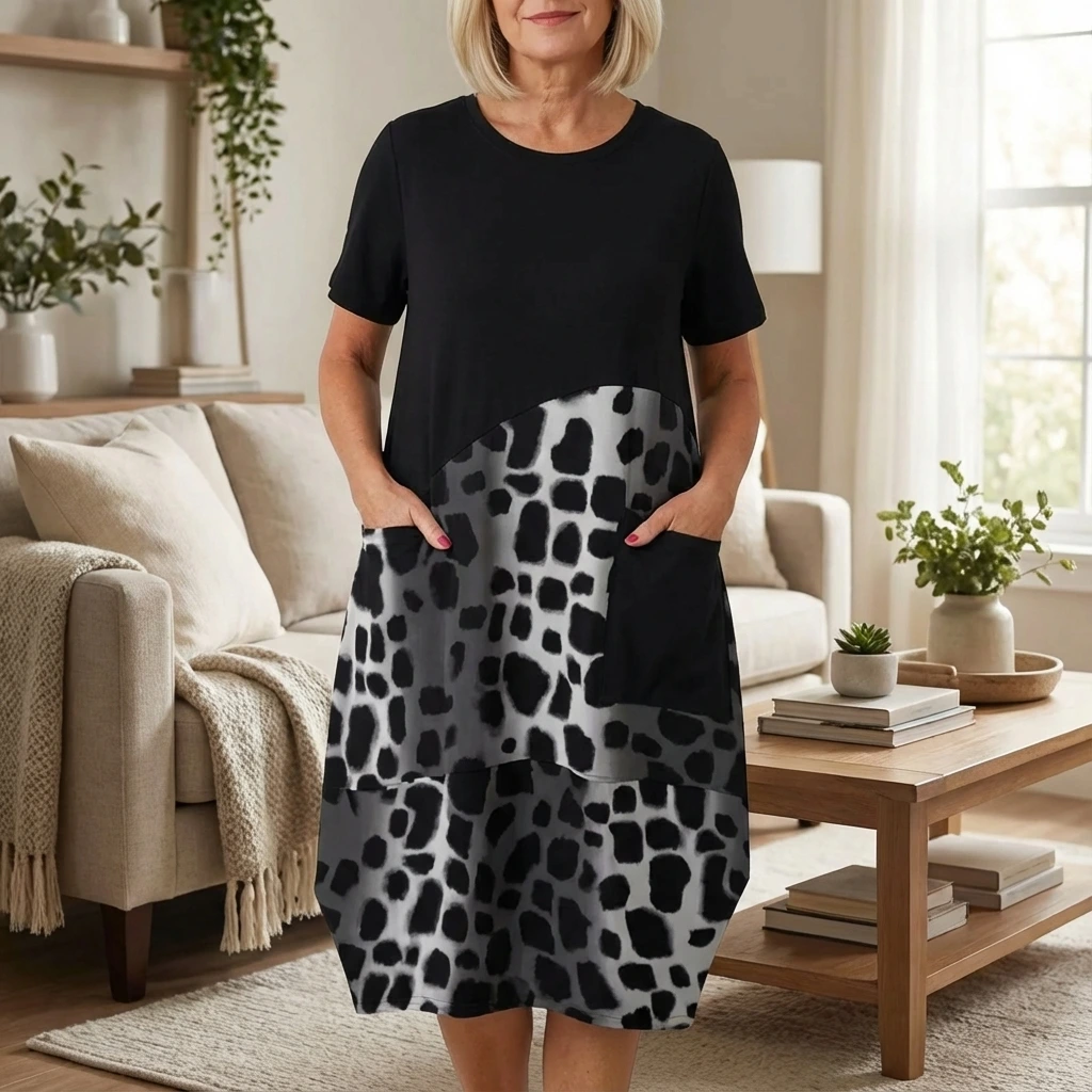Comfortable Floral Midi Dress with Pockets