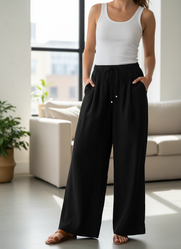 Comfortable Elastic Waist Loose Fit Pants
