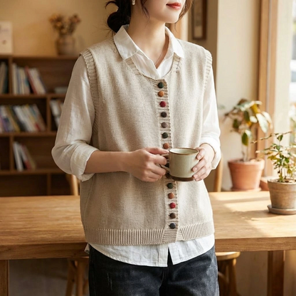 Simple Crew Neck Sweater Vest