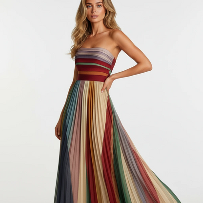 Elegant Strapless Flowy Maxi Dress for Women