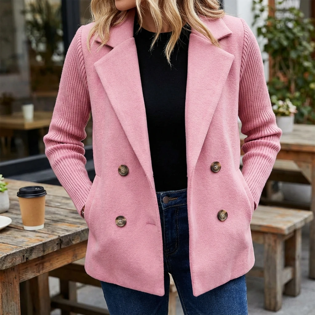 Fitted Wool Crew Neck Jacket