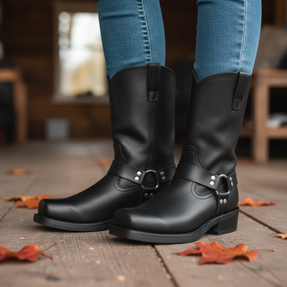 Ladies Low Heel Buckle Boots - VibreMode