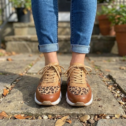Trendy Leopard Lace Up Sneakers for Women - VibreMode