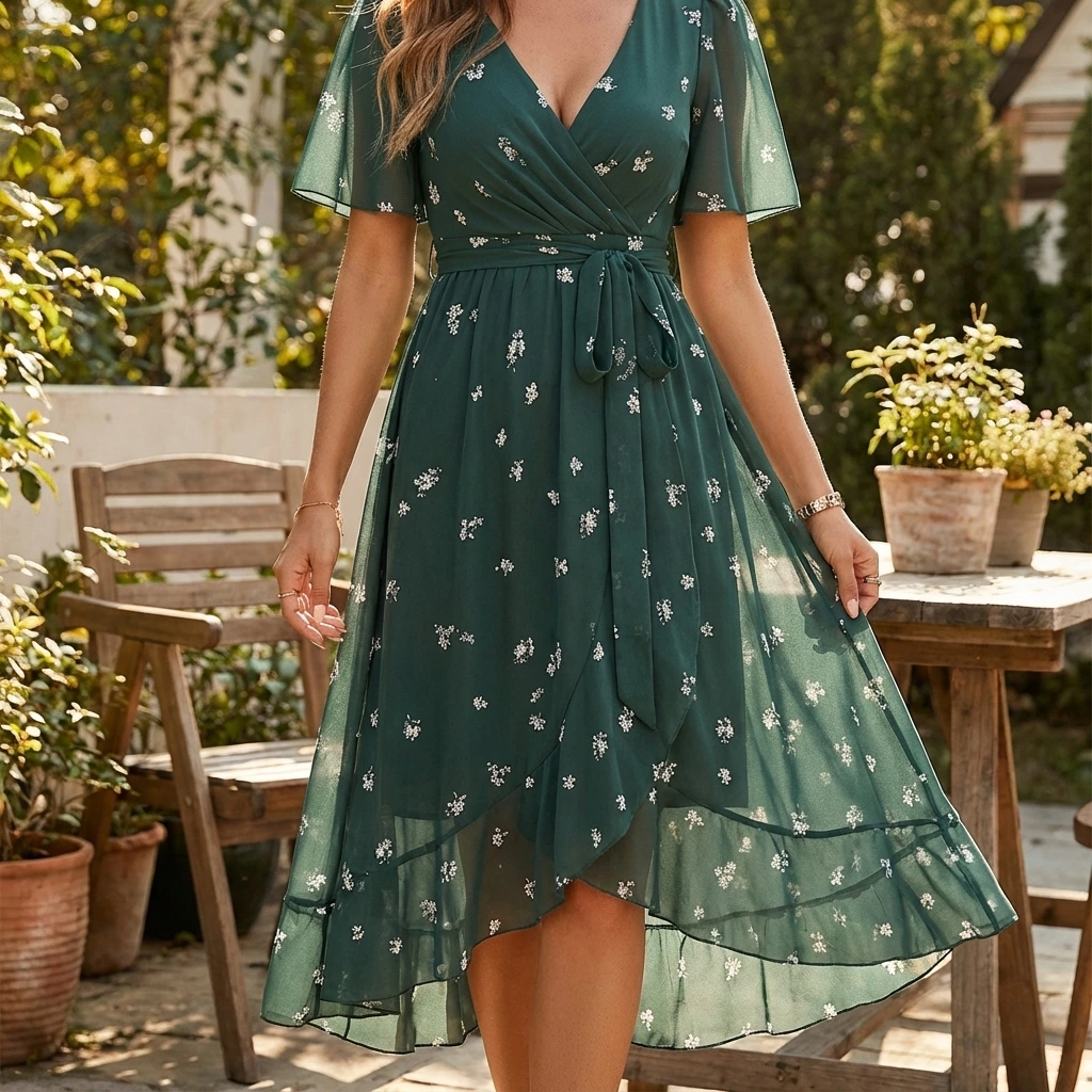 Women's Chic Floral Knee Length Dress
