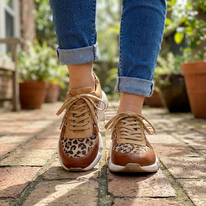 Trendy Leopard Lace Up Sneakers for Women