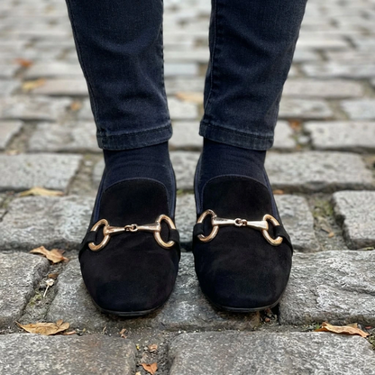 Elegant Slip On Loafers with Metal Accent