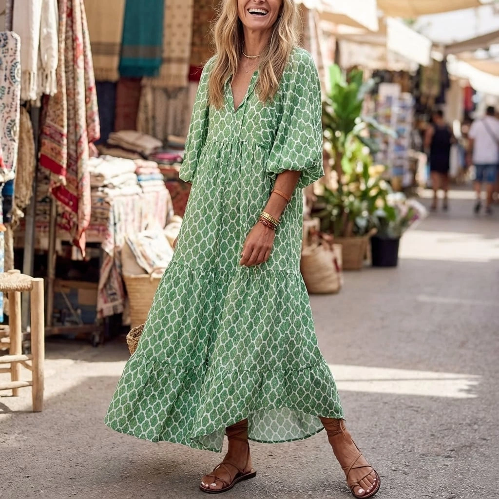 Floral Print Long Summer Dress For Ladies - VibreMode