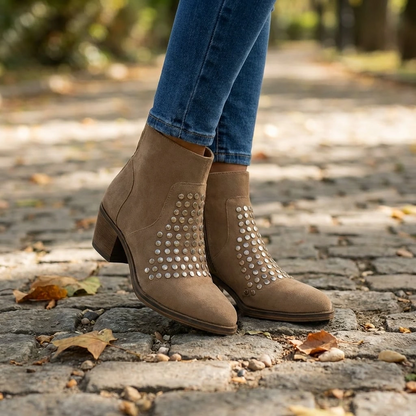 Ladies' Buckle Ankle Boots with Side Zipper