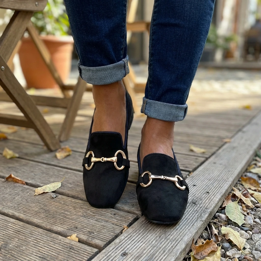 Elegant Slip On Loafers with Metal Accent - VibreMode