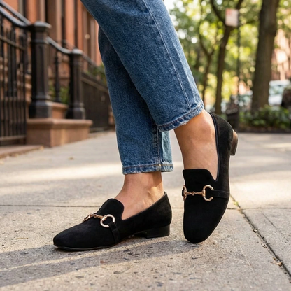 Elegant Slip On Loafers with Metal Accent