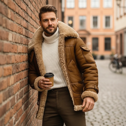 Men's Warm Leather Pilot Jacket