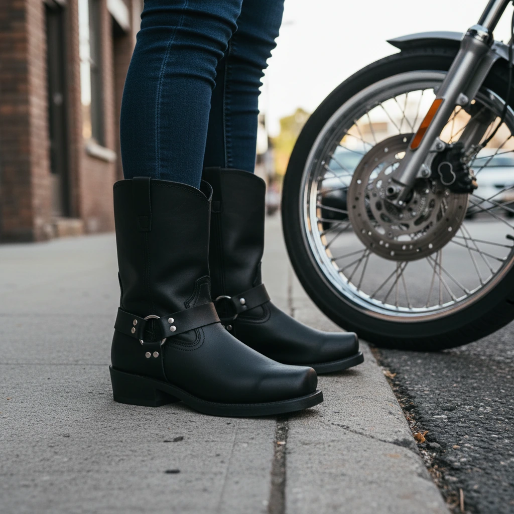Ladies Low Heel Buckle Boots