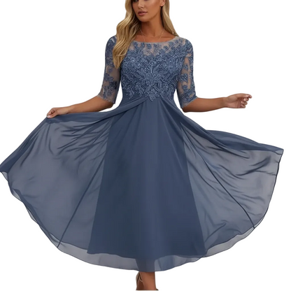 Elegant Lace Sleeve Midi Dress for Women