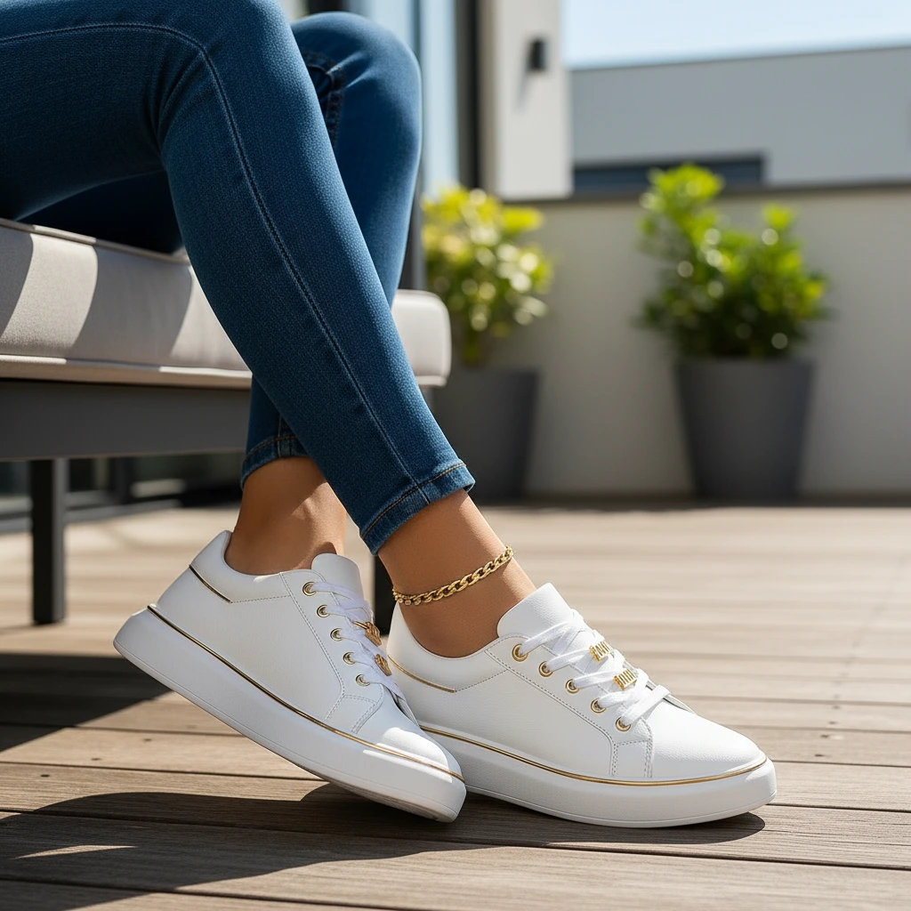 Ladies Silver Accent Running Shoes - VibreMode