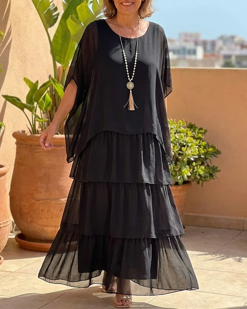 Ladies Long Sleeve Flowy Maxi Dress - VibreMode