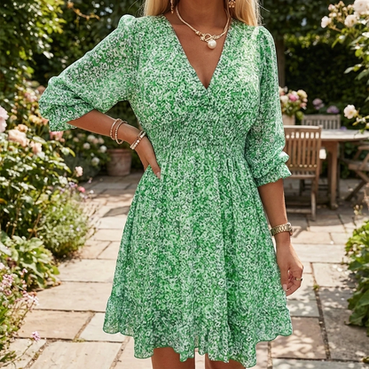 Floral V-Neck Women's Midi Sundress