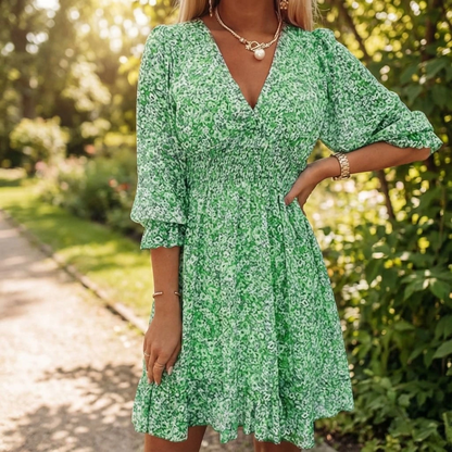 Floral V-Neck Women's Midi Sundress - VibreMode