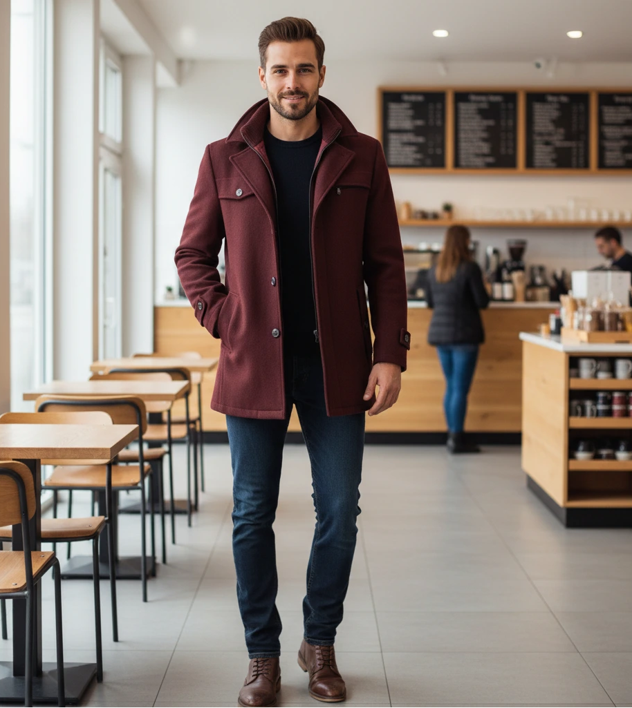 Slim Fit Designer Mens Coat - VibreMode