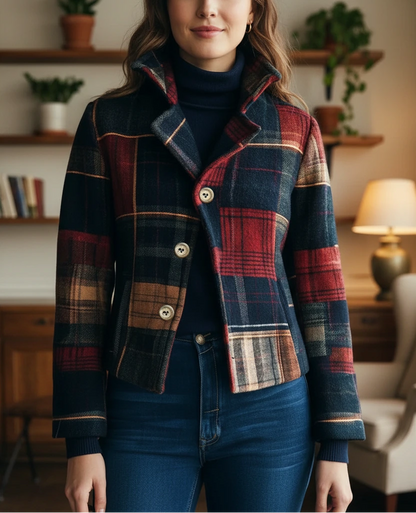 Fit Plaid Button Down Jacket - VibreMode