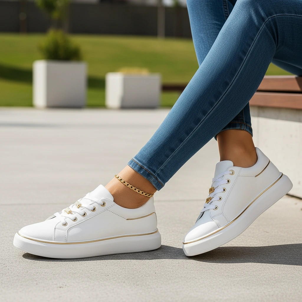 Ladies Silver Accent Running Shoes